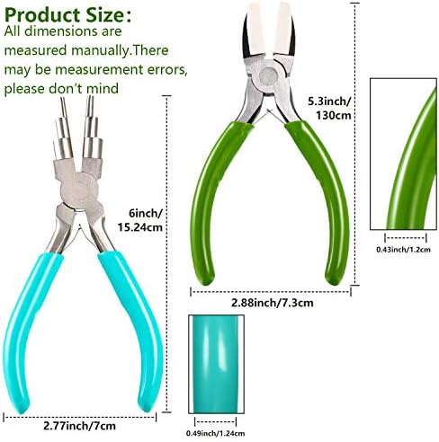 Mudder 2 Pcs Jewelry Making Tool 6 in 1 Bail Making Plier, Blue and Green