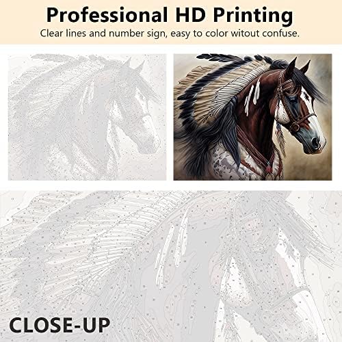 TUMOVO Native American Horse Paint by Numbers Craft Kit for Adults
