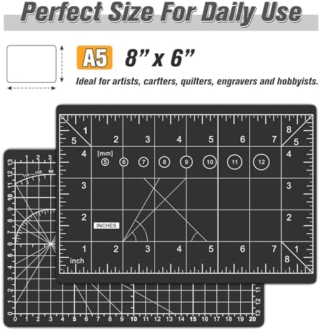 DIYSELF 8in×6in Cutting Mat, A5 Self Healing Cutting Mat, Craft Mat | A5 Cutting Mat for Sewing, Fabric and Hobby Projects, 5-Ply Double-Sided Craft Cutting Board, Quilting Mat for DIY