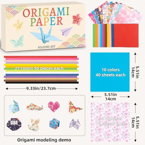 Origami Paper Kit, Japanese Style Double Sided & Star Origami Paper for Kid