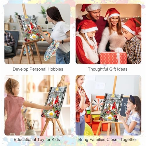 SENQAO Christmas Paint by Numbers for Adults Framed, Cardinal Adults' Paint-by-Number Kits, Adult Paint by Number Kits on Canvas, Acrylic Number Painting for Home Decor, 8x12in