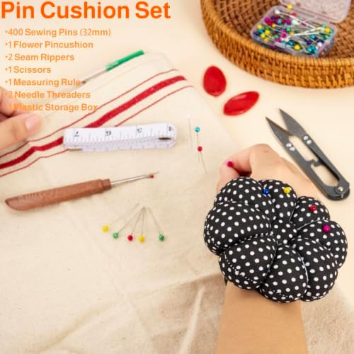 400 Pieces Multicolor Sewing Pins and Pin Cushion, Straight Pins Sewing Kit