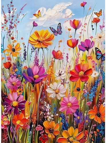 Flowers Paint by Numbers Kit for Adult Includes All Supplies 16x20in | Wild Flowers Paint by Number Adult,Floral Paint by Numbers Adult for Home Decor Gifts