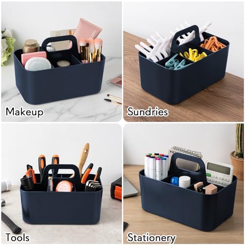 Tiawudi Multipurpose Caddy Organizer, Plastic Caddy with Handle, Stackable Desk Organizer for Stationery, Marker and Pencil, Office Supplies Organizer, Dorm Caddy