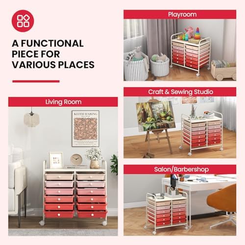 COSTWAY 12-Drawer Rolling Storage Cart, Utility Storage Organizer Cart