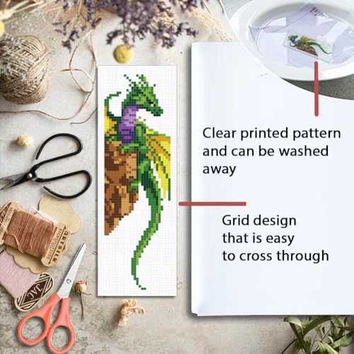 ORIGACH 6 Set Dragon and Loong Cross Stitch Bookmark Kit for Beginner