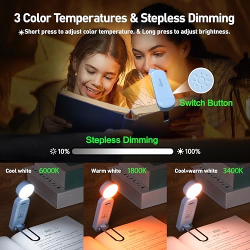 VAVOFO USB Rechargeable Book Light, Bookmark Clip on LED Reading Light