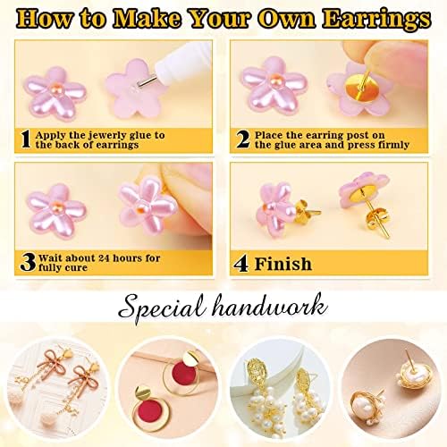 1002Pcs Stainless Steel Earring Posts and Backs with B7000 Glue, Gold