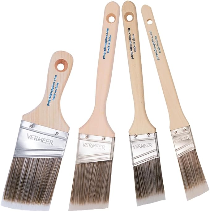 Vermeer Angled Paint Brushes, Paint Brush Set for Trim & Walls, 6 Pc | Interior & exterior | Furniture, cabinets, doors & fences | Latex & oil-based | Medium stiff bristles, softwood handles