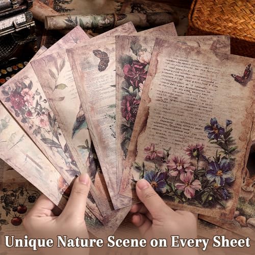icceemee 160 Sheets of Nature Scrapbook Paper, journaling Scrapbook Supplies Craft Collage Paper Set, Junk Journal Bullet Journal Poster Room Decor for Card Making Decorative Gifts