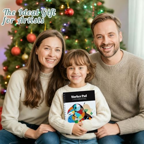 9 × 12 in Marker Paper Pad, 50 Sheets, Spiral Bound, 120gsm | Bleed-Resistant Acid-Free Paper, Smooth for Alcohol Markers, Pencils & Acrylics, Easy-Tear Pages, Lays Flat for Drawing
