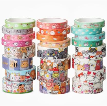 Mr. Pen- Cute Washi Tape Set - 24 Rolls Kawaii Animals Gold Foil Decorative
