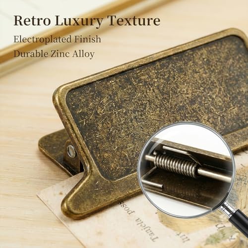 Metal Book Clip, Travelers Notebook Clip, Vintage Antique Bronze Page Holder Clamp for Journaling Planner Sketchbook Office, Decorative Retro Journal Accessory