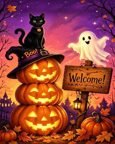 Arttoplus Halloween Paint by Numbers Kit for Adults Beginner 16x20in, Ghost