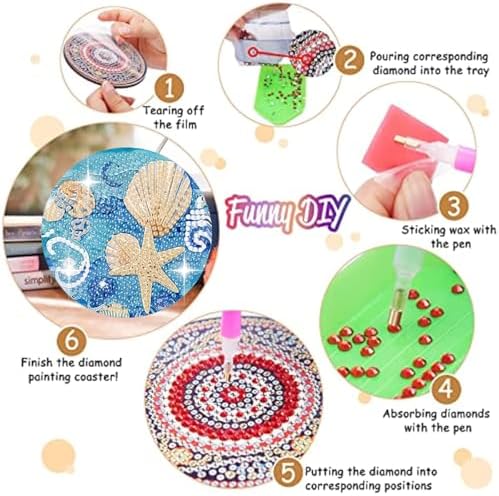 8 Pack Ocean Diamond Art Coasters,Seashell Diamond Painting Coasters Kits