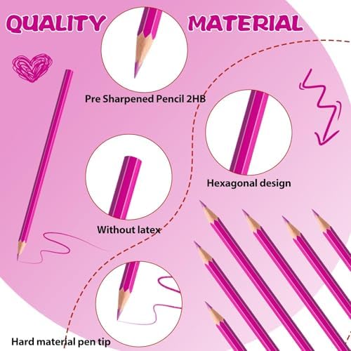 12 Pack Pink Colored Pencils for Kids, Pre-sharpened Art Pencils Back to School Supplies Set, Drawing Sketching Pencils for Students, Teachers, Classroom