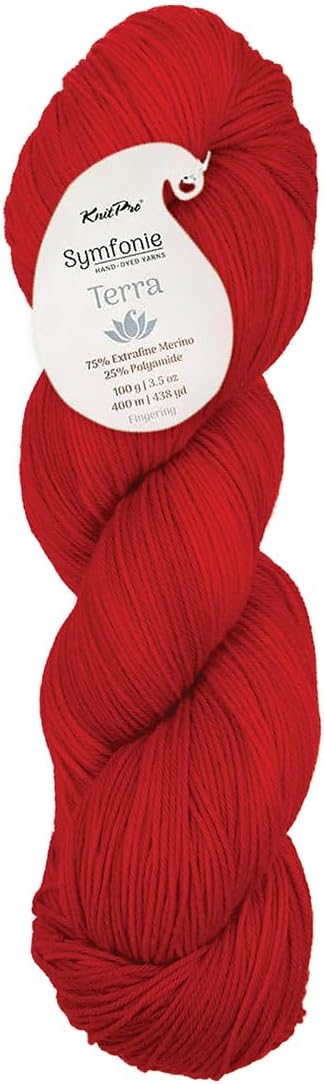 KnitPro Symfonie Fingering Weight Merino Wool Yarn 100g, Scarlet