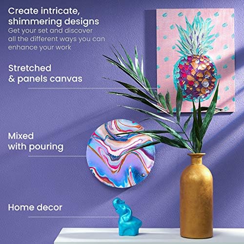 ARTEZA Metallic Acrylic Paint Set, 8 Vibrant Colors, 4.06 oz High-Viscosity
