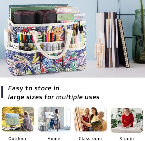 Craft Organizer Tote Bag with Multiple Pockets,Scrapbooking Art Storage