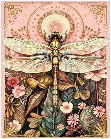 xcemhil Dragonfly Paint by Numbers Kit for Adults Beginner, Dragonfly Acrylic Paint by Number Kits Suitable for Home Wall Art Decor Gifts 16x20 Inch