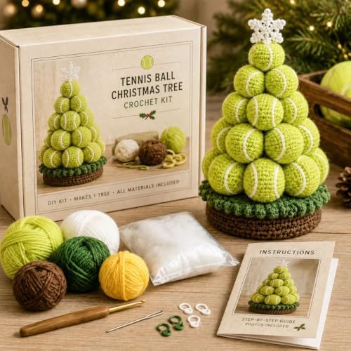 Crochet Kit Sports Ball Christmas Tree (Tennis-1)