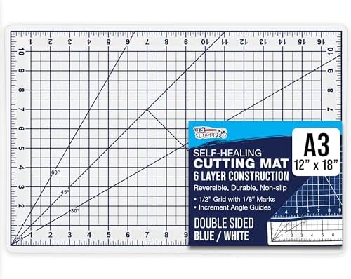 U.S. Art Supply 12"x18" Self-Healing Cutting Mat 5-Ply White/Blue