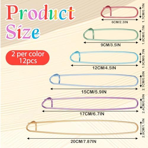 12PCS Knitting Stitch Holder, 6 Sizes Aluminum Yarn Stitch Holder, Colorful Stitch-Markers for Crocheting, Versatile Practical Knitting-Crochet Tools for Knitting, Sewing and Crocheting