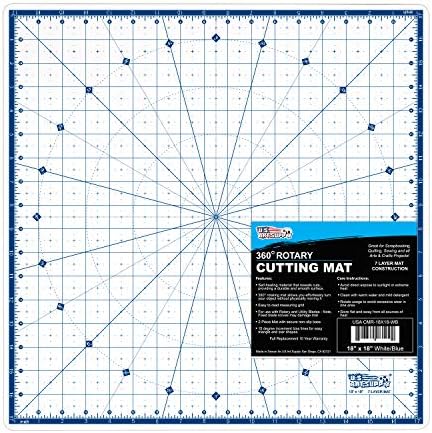 U.S. Art Supply 18"x18" Self-Healing Cutting Mat 7-Ply - Rotary White/Blue