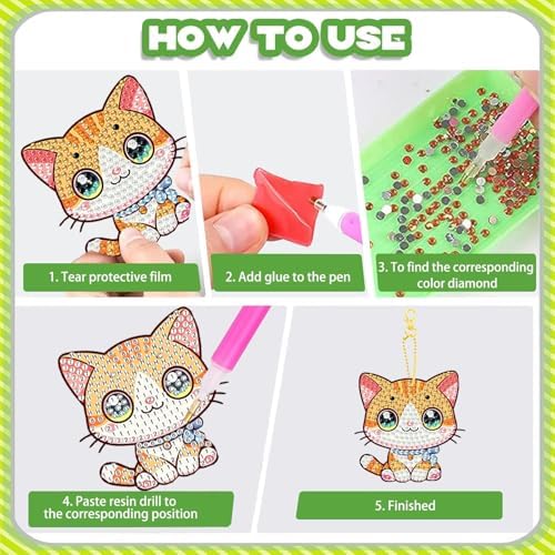 8 PCS Diamond Art Keychain Kits for Kids, DIY Diamond Painting Crafts, Beginner Art Kit, Arts & Crafts Gift for Ages 8–12