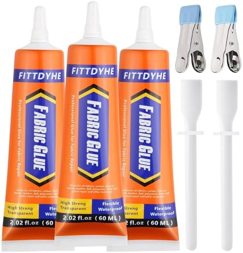 3Pcs Fabric Glue Permanent, 60 ML Washable Clear Clothing Glue, Super Fabric Glue for Rhinestones, Patches, Clothes, Denim, Leather, Polyester, Fabrics, Doll Repair, Flannel, Cotton