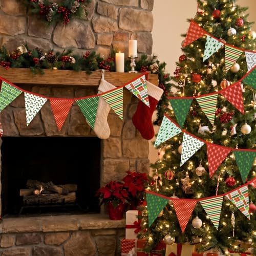 HunnmingRe 20 Pcs 10''x10'' Red Green Christmas Quilting Fabric Squares
