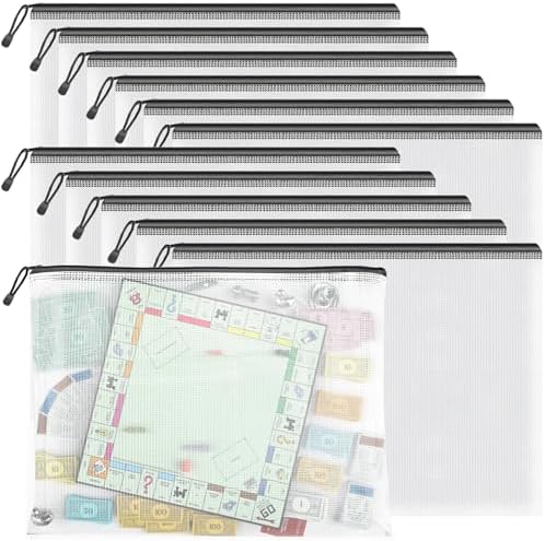 Umriox 12 Pack A3 Mesh Zipper Pouch Bags, Board Game & File Organizer
