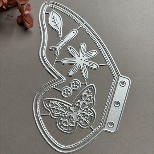 LZBRDY Vintage Charm Lace Frame Die-Cut - Carbon Steel Crafting Dies for Scrapbooking, Card Making, Greeting Cards and Journaling Supplies (Butterfly Loose-Leaf 5.4 x 4.3 in)