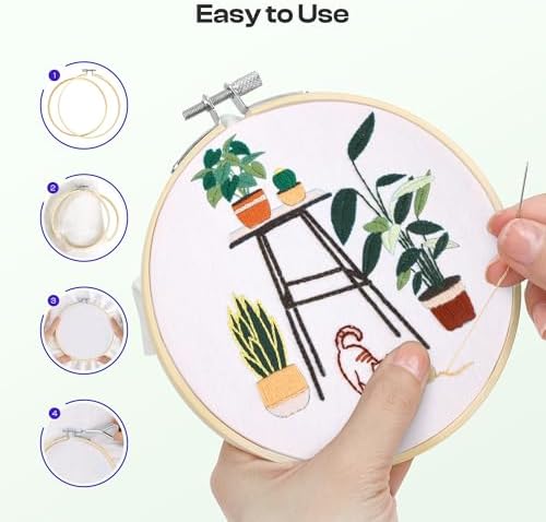 Caydo 6 Pieces 5 Inch Embroidery Hoop with Metal Screw