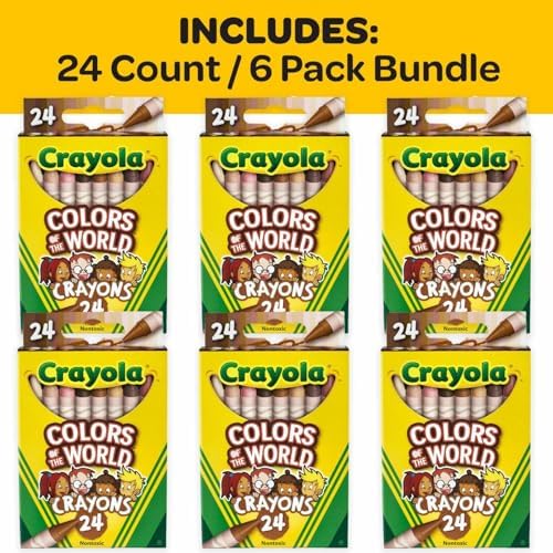 Crayola Bulk Crayon Set, Colors of The World, Multicultural Crayons, School Supplies, 6 Sets of 24 Colors (Pack of 8)