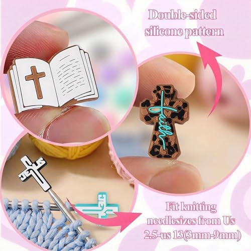 ZZXLLRO 10Pcs Cross Knitting Needle Stoppers Silicone Point Protectors Accessories Fit Size 2.5-13 (3mm-9mm) for All Different Needle Materials