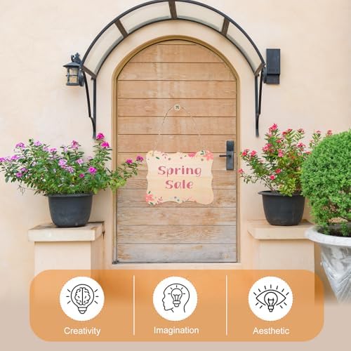 MECCANIXITY Unfinished Hanging Wood Sign Blank with Ropes 9"x6" Unfinished Wood Crafts Boards Wooden Plaques for Crafts DIY Painting Burning Carving Door Wall Decoration, Style 8, Pack of 12