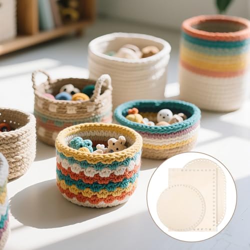 7 Pcs Wooden Basket Bottom for Crocheting, 7 Sizes Wooden Round Oval Square Blank Solid Crochet Basket Base for DIY Basket - Weaving Supplies, Home Decoration