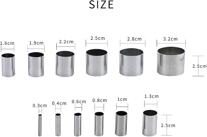 Fireboomoon 12 PCS Hole Hollow Punch Cutter Set with Storage Case,Stainless Steel Round Circle Ring Clay Cutters Ceramics Dotting Baking Indentation Mold Tools for Polymer Clay Pottery Handmade Craft