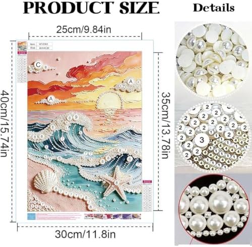 5D Diamond Art Kits for Adults Beginners, Wave Pearl Diamond Painting Kits