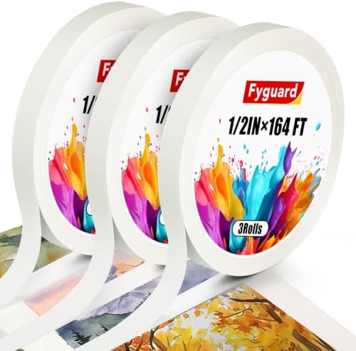 3 Rolls Artist Tape 0.5IN × 492 FT Total Low Tack Watercolor Tape