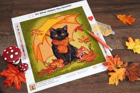 DIAMOND ART CLUB Under My Umbrella - Kitty Diamond Art Kits for Adults