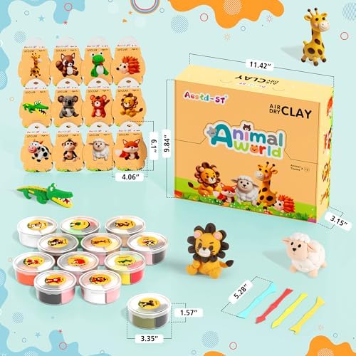 Aestd-ST Air Dry Clay Kit - Animal Theme, Modeling Clay for Kids