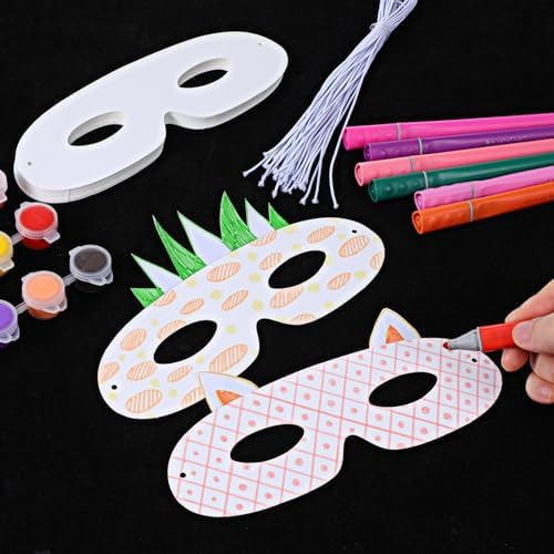 Prasacco 20 Pcs Paper Masks for Crafts, White Paper Eye Masks Paintable Plain Masquerade Mask DIY Blank Mask for Halloween Mardi Gras Costume Party Decorations