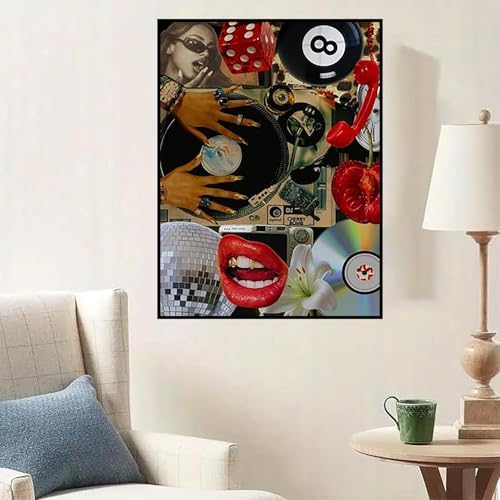 Diamond Art Kits for Adults, 5D Retro Collage Diamond Painting Kit 12x16 in