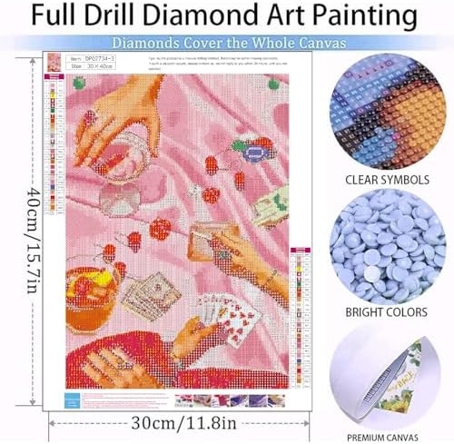 3 Pack Pink Poker Diamond Art Kits for Adults Diamond Painting Kits 12X16in