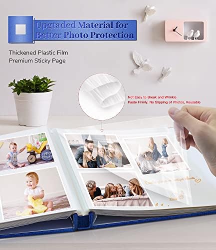 Artfeel Photo Album Self Adhesive Scrapbook Album for 3x5 4x6 5x7 8x10 Pictures,60 Pages Linen Cover with Display Window DIY Photo Book,Ideal Gifts for Family Travel Wedding Baby