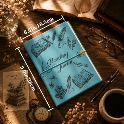 Reading Journal for Book Tracking PU Leather Book Journal (Blue)