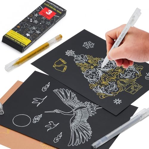 MARTCOLOR Gold Silver White Gel Pens, 3 Pack 0.5mm Fine Point Gel ink Pens
