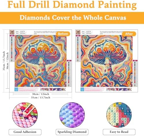 Diamond Art Kits for Adults & Beginners, Mushroom Diamond Painting Kit
